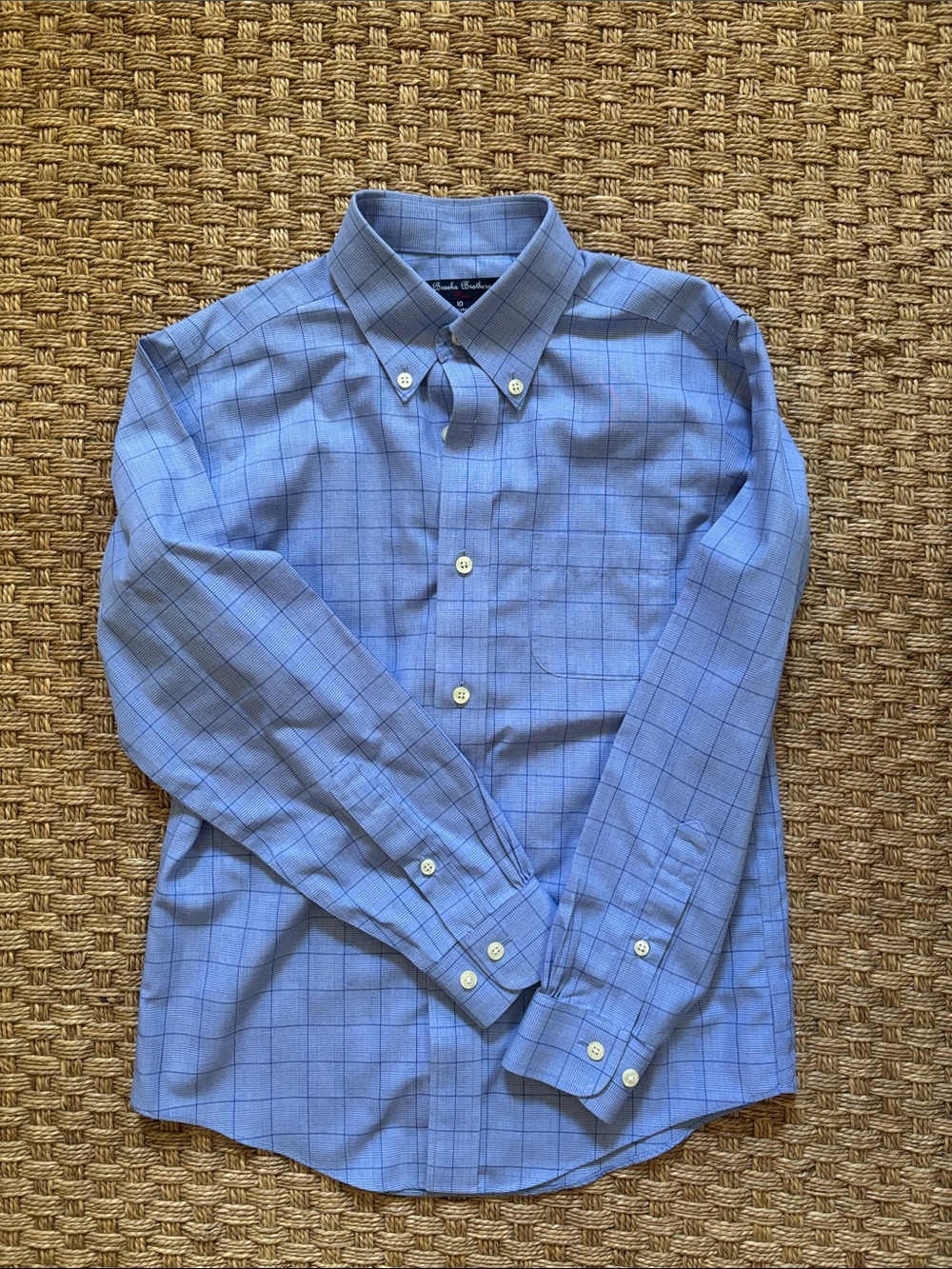 Brooks Brothers Light Blue Checked Button-Down Dress Shirt